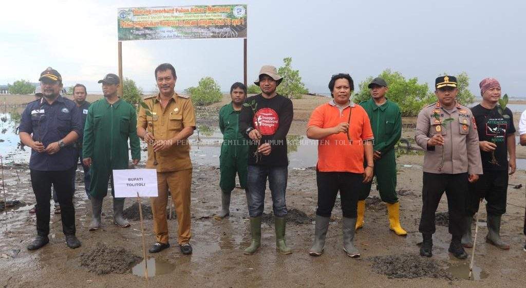 Peringatan Hari Lingkungan Hidup, Ketua Bawaslu Tolitoli turut berpartisipasi dalam Penanaman Mangrove
