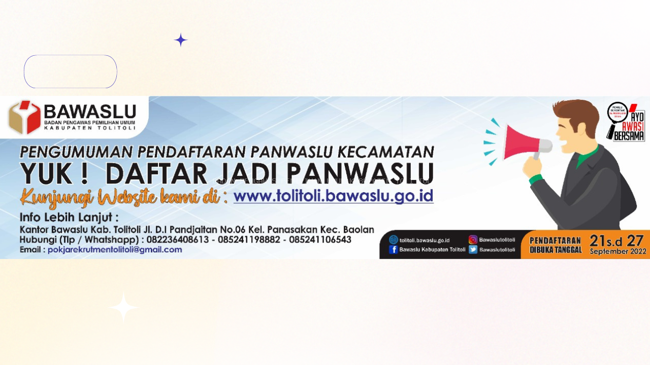 Mari Bergabung Menjadi Panwaslu Kecamatan, Simak Persyaratannya
