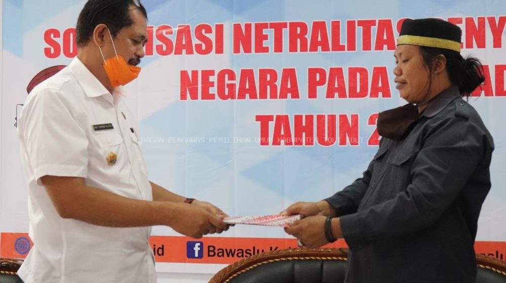 Bawaslu Tolitoli Sepakati Deklarasi Netralitas ASN Bersama Inspektorat Kabupaten Tolitoli