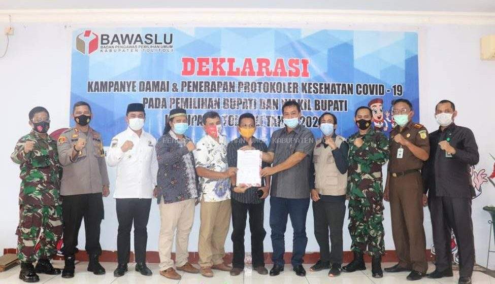 Sukseskan Pemilihan Kepala Daerah Serentak, Bawaslu Tolitoli Gelar Deklarasi Kampanye Damai