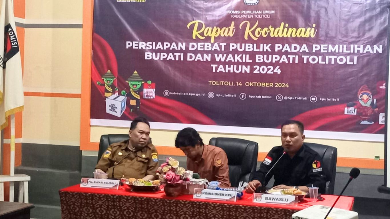 Anggota Bawaslu Tolitoli, Amriadi, hadir dalam Rapat koordinasi persiapan debat publik pada pemilihan Bupati dan wakil Bupati Tolitoli tahun 2024.