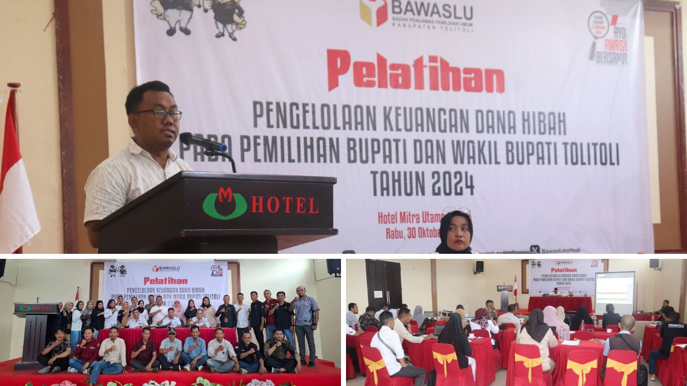 Bawaslu Tolitoli mengadakan pelatihan pengelolaan keuangan dana hibah untuk pemilihan Bupati dan Wakil Bupati Tahun 2024.