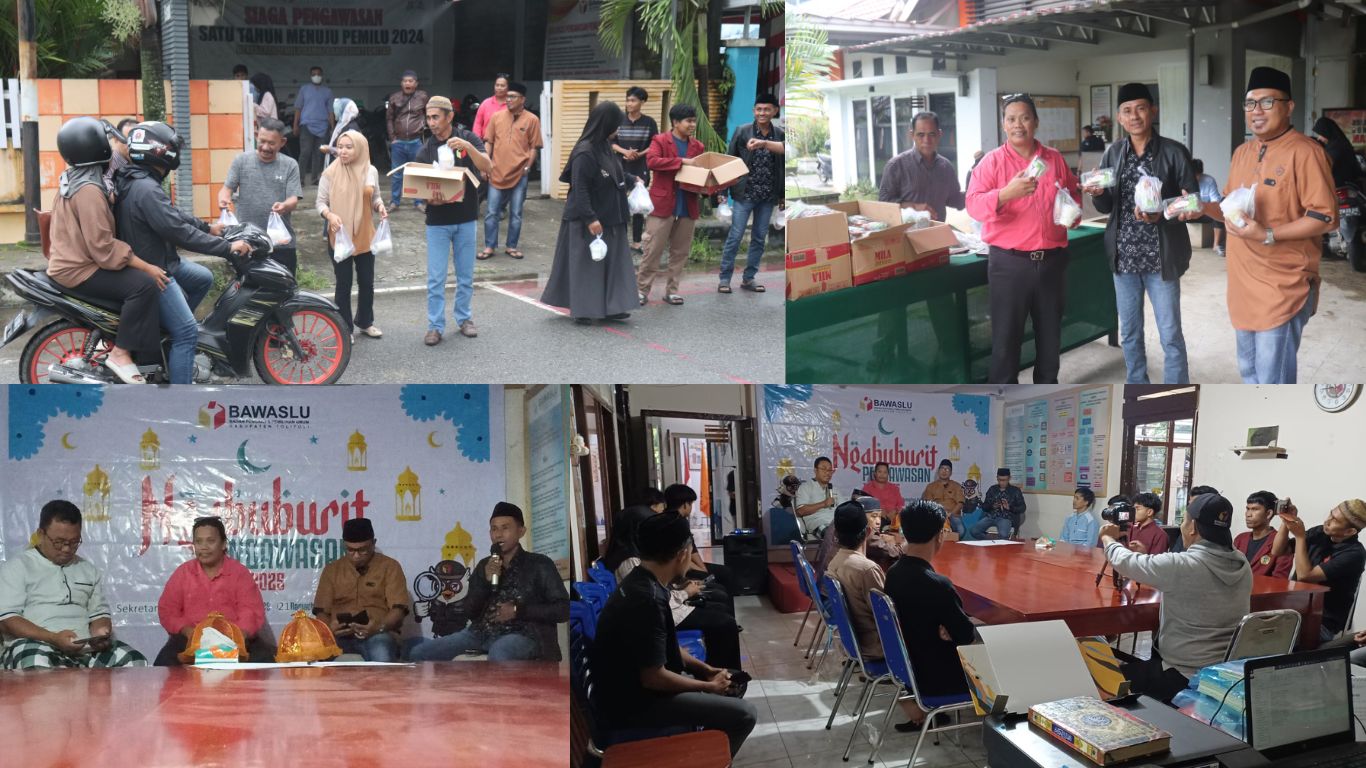 Ngabuburit Pengawasan Bawaslu Tolitoli berlangsung seru dan penuh keakraban di Sekretariat Bawaslu. Ketua, anggota, dan staf kompak berbagi takjil, bersilaturahmi, serta ngobrol santai mengevaluasi kinerja. Momen ini jadi bukti komitmen Bawaslu Tolitoli untuk semakin dekat dengan masyarakat di bulan Ramadan.