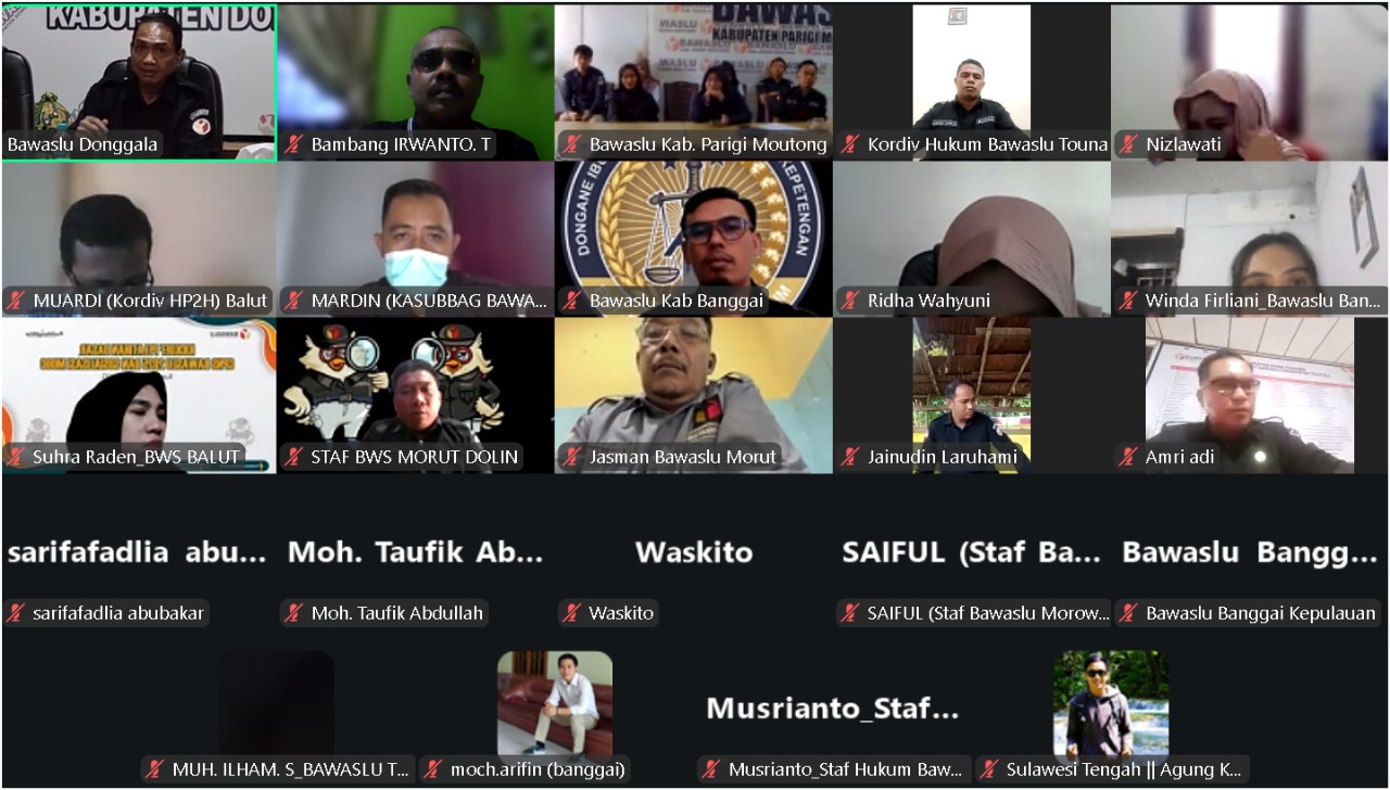 Bawaslu Kabupaten Tolitoli Ikuti Rapat Via Zoom