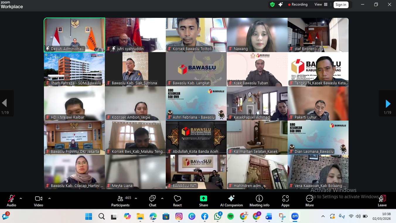 Korsek Bawaslu Tolitoli Pada Rapat Via Zoom