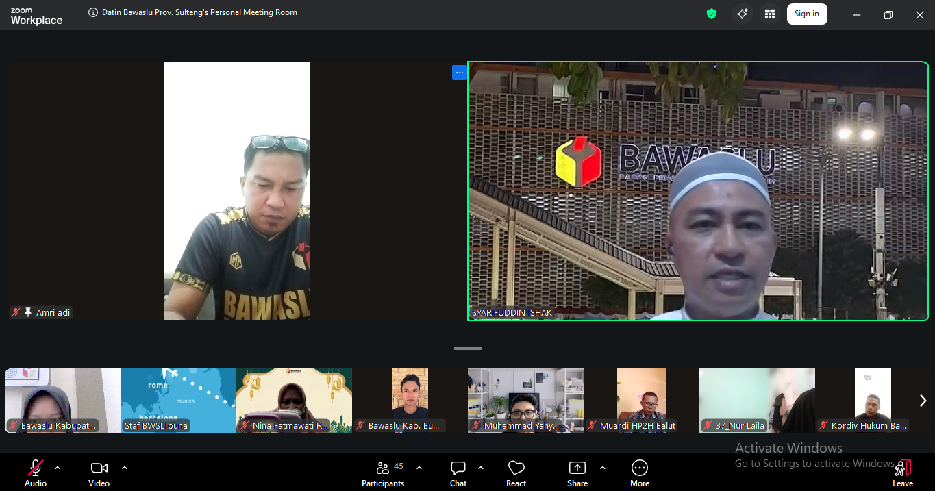 Bawaslu Tolitoli Ikuti Rapat Via Daring