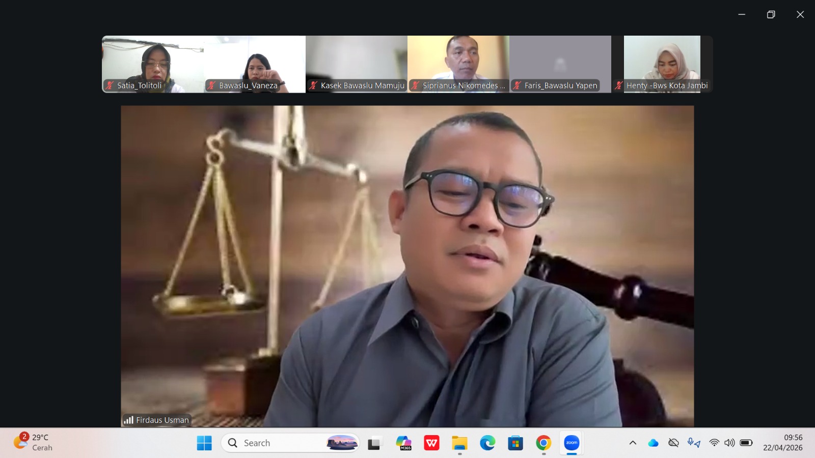 Bawaslu Tolitoli Ikuti Kegiatan Via Zoom