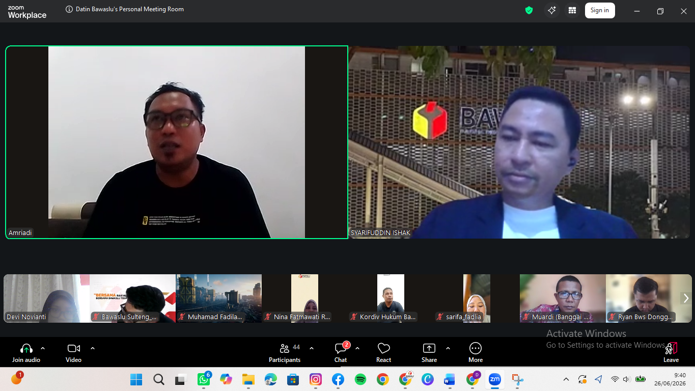 Bawaslu Tolitoli ikuti zoom persiapan pengawasan PDPB Triwulan II