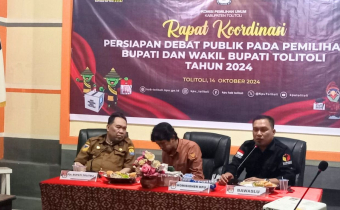 Anggota Bawaslu Tolitoli, Amriadi, hadir dalam Rapat koordinasi persiapan debat publik pada pemilihan Bupati dan wakil Bupati Tolitoli tahun 2024.