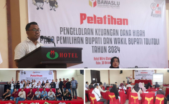 Bawaslu Tolitoli mengadakan pelatihan pengelolaan keuangan dana hibah untuk pemilihan Bupati dan Wakil Bupati Tahun 2024.